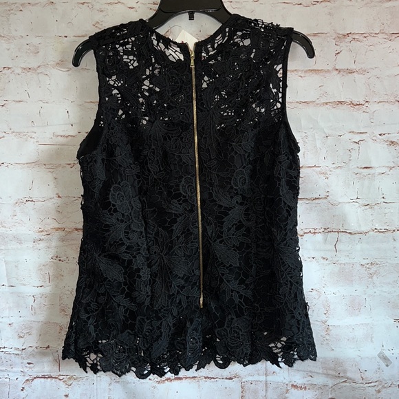 Nanett Lepore M black lace tank zipper back lined NWT high neck lined - Picture 5 of 9